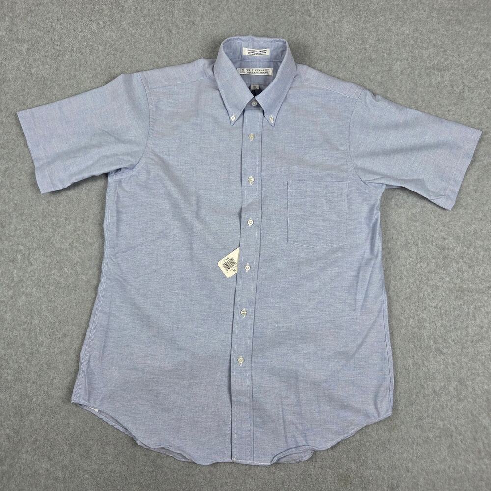 NWT Editions by Van Heusen Mens Size 16 Blue Short Sleeve Button Down Shirt